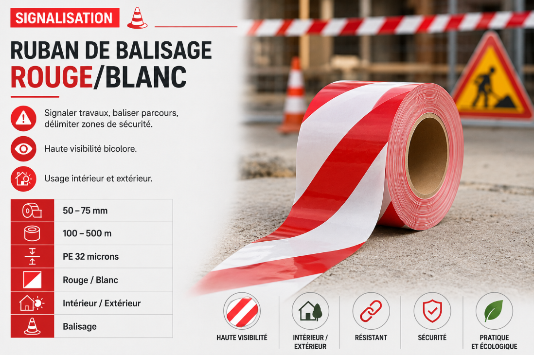 Ruban de Balisage Rouge/Blanc