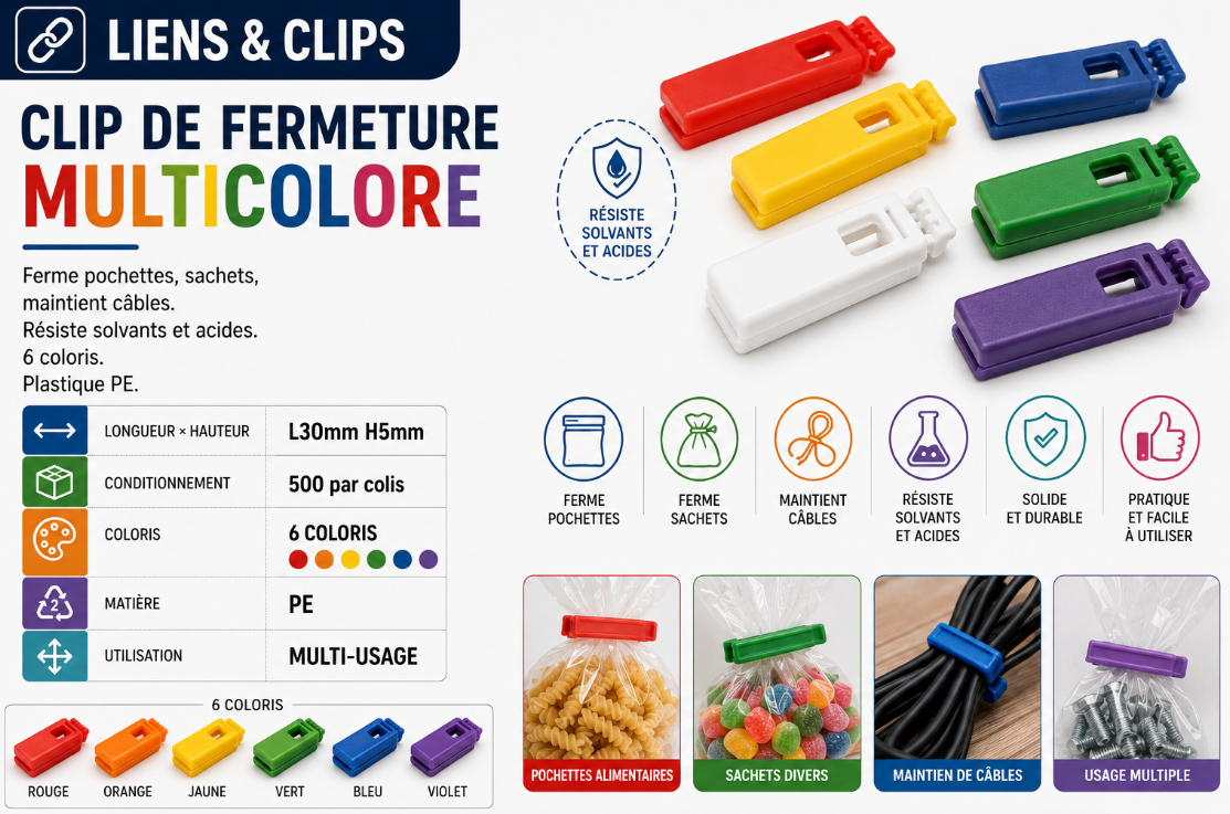 Clip de Fermeture Multicolore